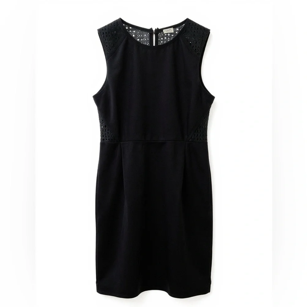 EUC‎ J. Crew Navy Double Faced Pique Eyelet Sleeveless Dress